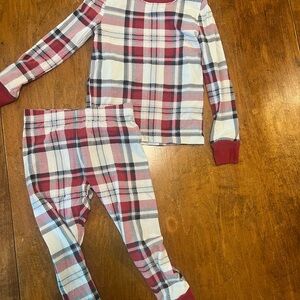 Soma Kids Plaid Pajama Set 3T Red White Christmas PJs Matching Set